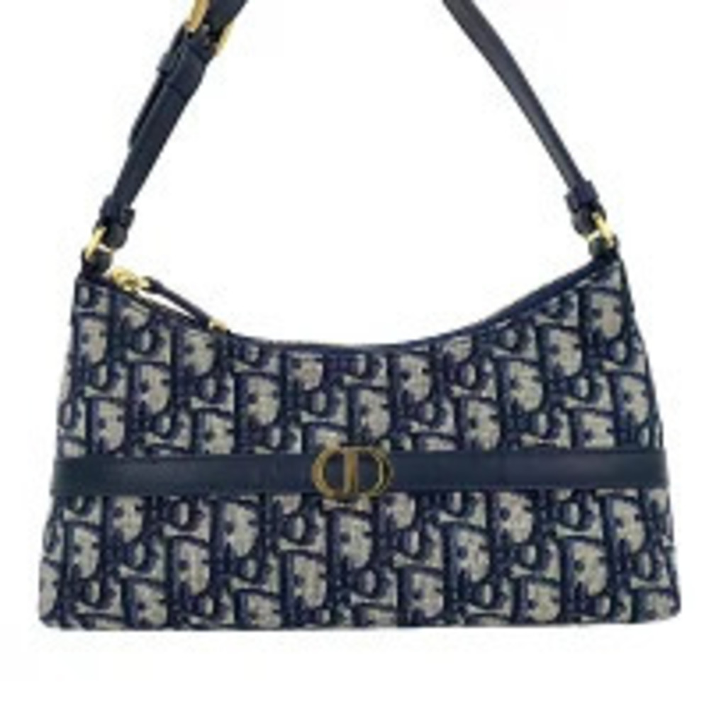 Christian Dior Hobo Trotter Shoulder Bag Navy Blue